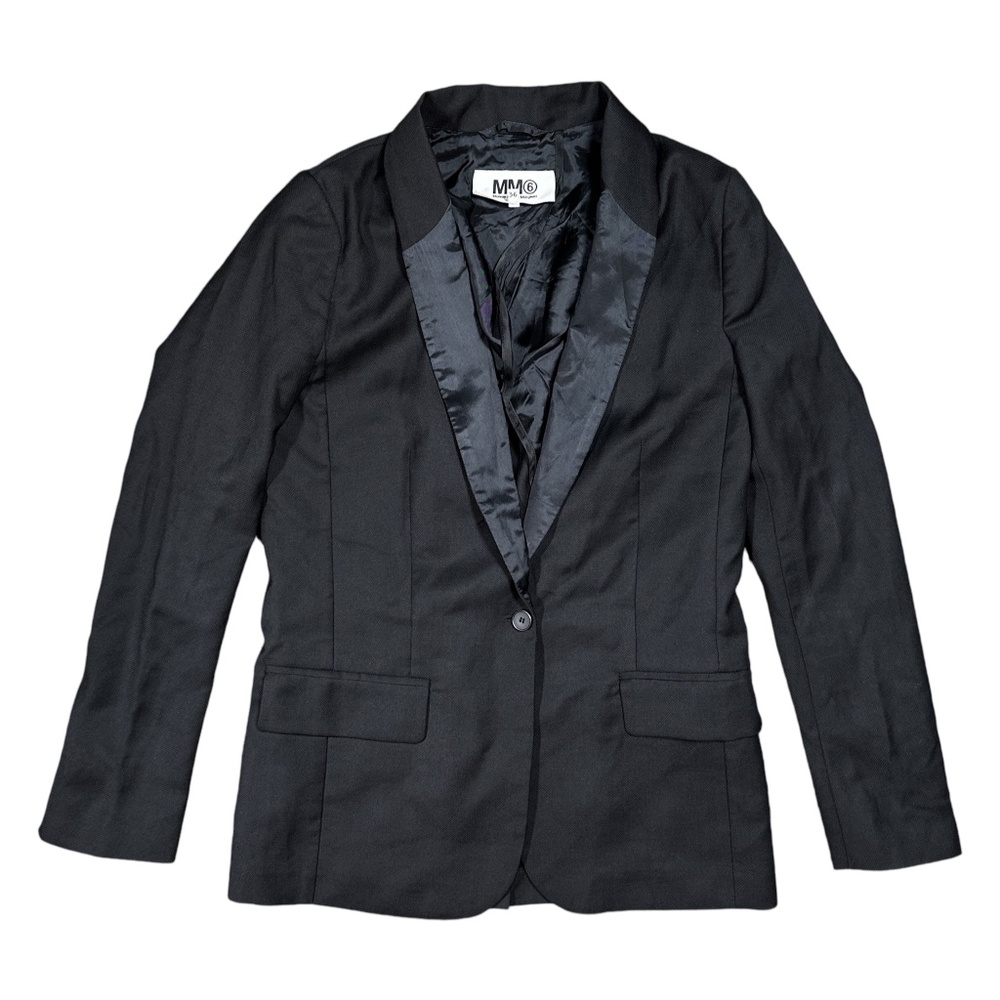 MM6 Maison Margiela Wool Pique Black Dinner Jacket Blazer Womens 36